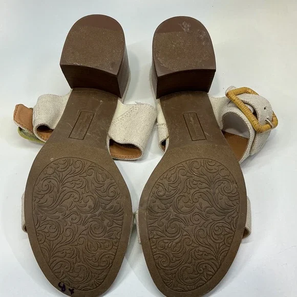Tommy Bahama Trista Oatmeal Textile‎ Upper Block 2.5" Heel Sandals Womens 8M - Picture 5 of 7